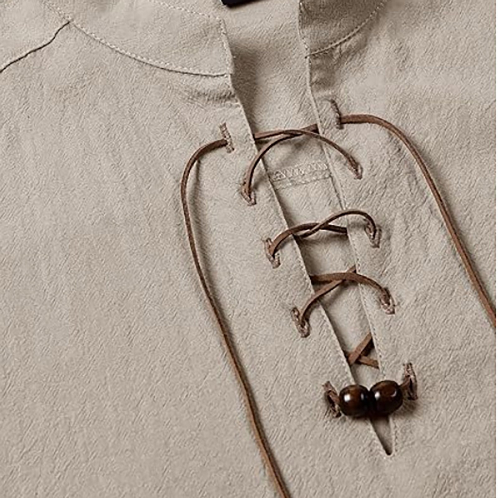 thumbnail image 5 of 2025 Camisa hippie de playa sin mangas para hombre - Mezcla de lino, cuello alto, ligera - Boho veraniego, S-XXL, 5 of 5